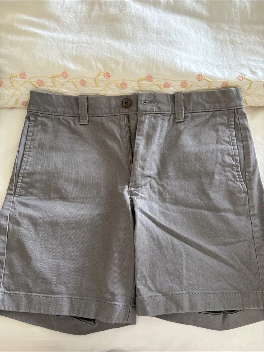 J. Crew Men's Gray Flat-Front Cotton Shorts